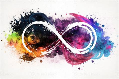 Symbol infinity in watercolor painting. 8 splash colorful background ...