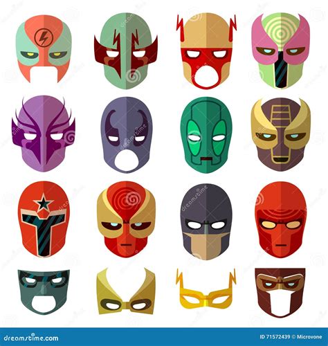 Hero Mask Characters Vector Flat Icons Stock Vector - Illustration of color, concept: 71572439