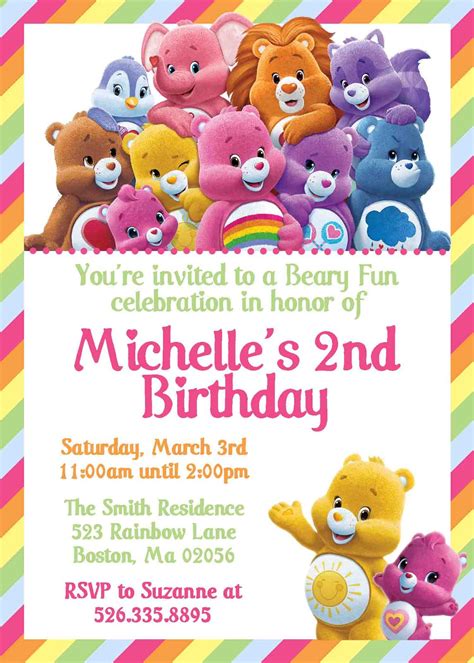 Care Bear Invitation Template Free