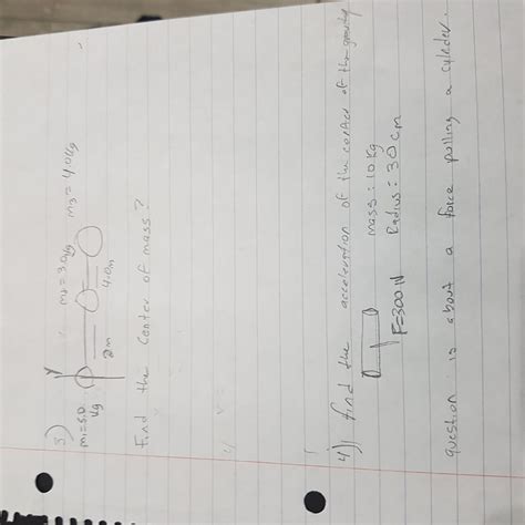 Solved Find the center of mass? Find the acceleration of | Chegg.com