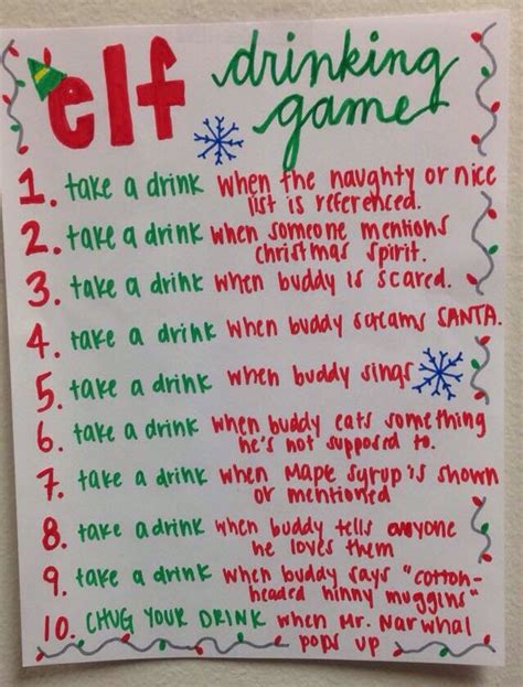 Elf Drinking Game | Christmas drinking, Christmas drinking games ...