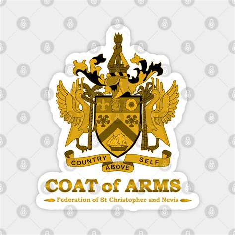 St Kitts and Nevis Coat of Arms Gold - Saint Kitts And Nevis Coat Of Arms - Magnet | TeePublic