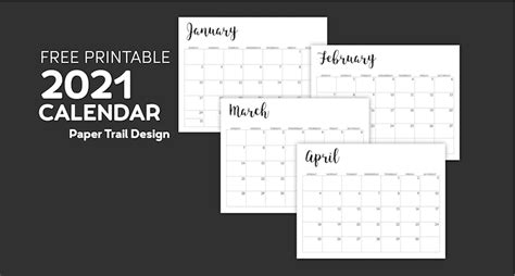 Monthly Calendar Template March 2021 Calendar Printable