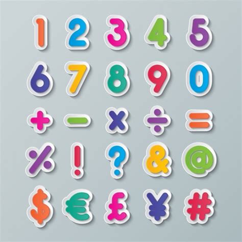 Free Vector | Numbers and symbols of colors