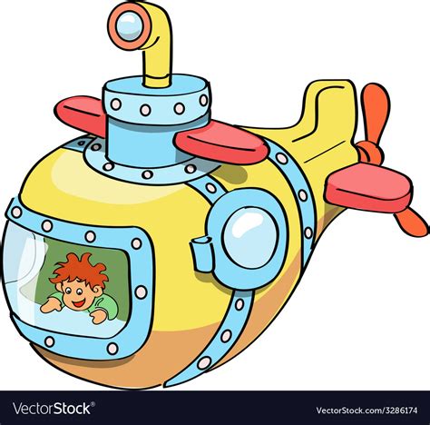 Submarine cartoon colored Royalty Free Vector Image