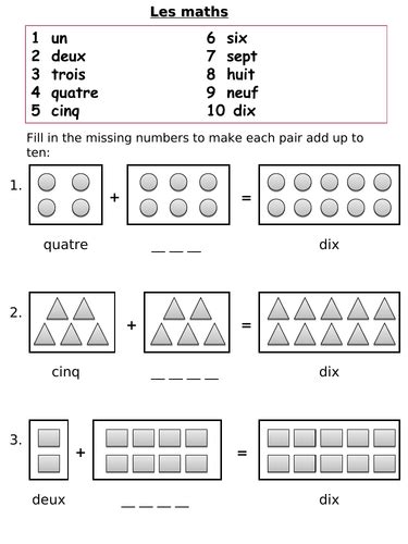 French numbers worksheets (basic) | Teaching Resources