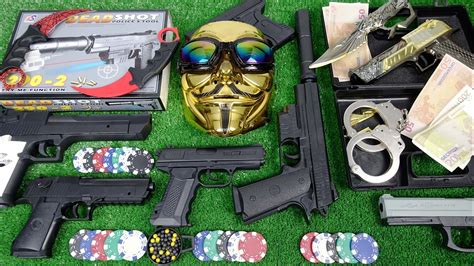 Golden Deagle Gun And Knife! Laser Guns with Silencer. Karambits - Equipment (BB GUN) - YouTube