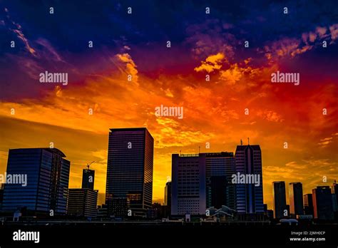 Town view and evening view of Tokyo seen from Tokyo Bay Stock Photo - Alamy