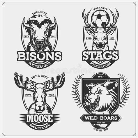 Set of Vector Football and Soccer Badges, Labels and Design Elements. Sport Club Emblems with ...
