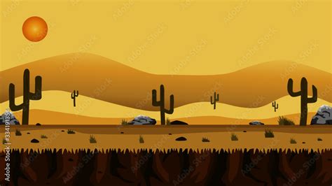 Sunset in the desert 2d game background Stock Vector | Adobe Stock