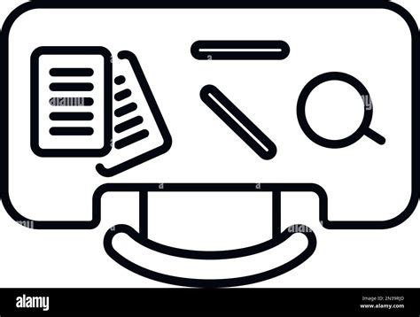 Top view ergonomic workplace icon outline vector. Office table. Work ...