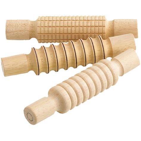 Wooden Rolling Pins Set (3 Designs, 3 Pieces) - Curious Kids