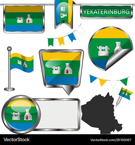 Glossy icons with flag yekaterinburg Royalty Free Vector