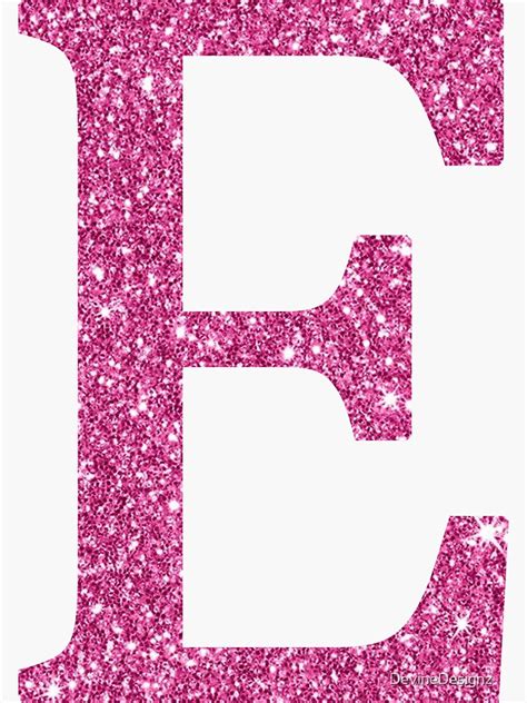 "Pink Glitter Letter E" Sticker for Sale by DevineDesignz | Redbubble