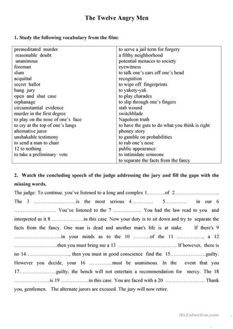 Twelve Angry Men Video Guide English Esl Worksheets — db-excel.com