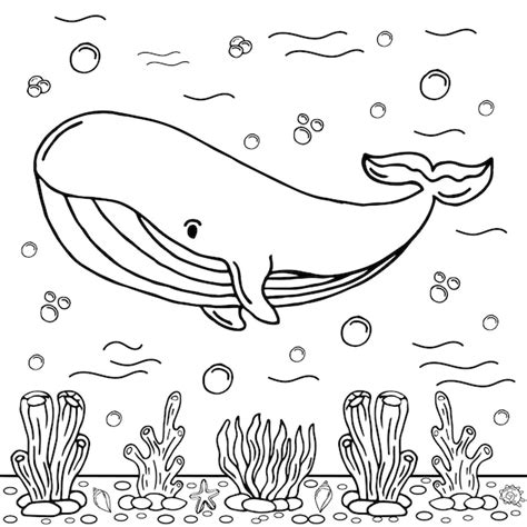 Premium Vector | Whale Coloring Page Colored Illustration