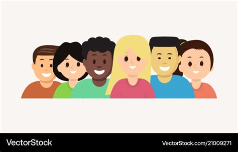 Group of cartoon face young people set Royalty Free Vector