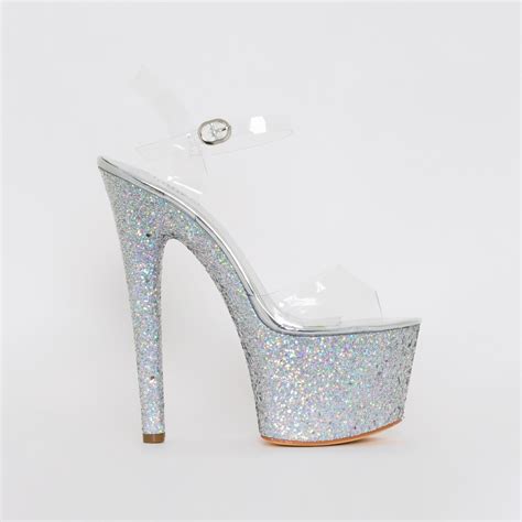 Charis Clear Silver Glitter Platform Heels