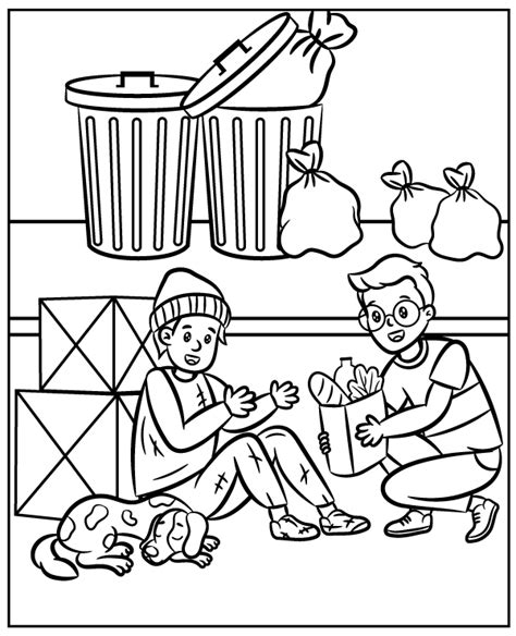 Helping poor homeless coloring page - Topcoloringpages.net