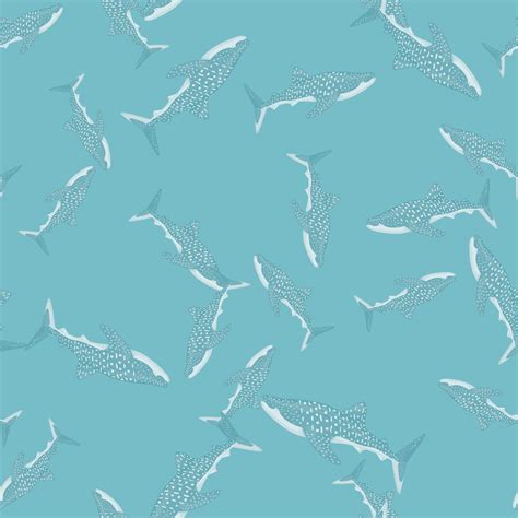 Whale shark seamless pattern in scandinavian style. Marine animals ...