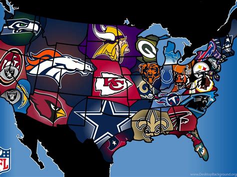 United States Map With NFL Teams For Each States Desktop Background