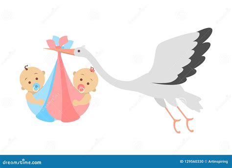 Stork And Twins Vector Illustration | CartoonDealer.com #15914124