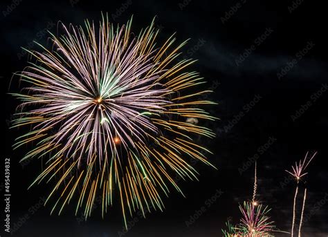 Fireworks in night sky Stock Photo | Adobe Stock