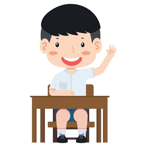 students boy Raising Hand in classroom 12266131 Vector Art at Vecteezy