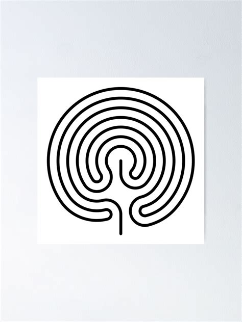 "Classical labyrinth Ariadne’s thread - White Background" Poster for ...