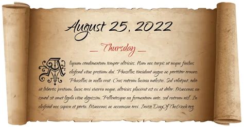 What Day Of The Week Was August 25, 2022?