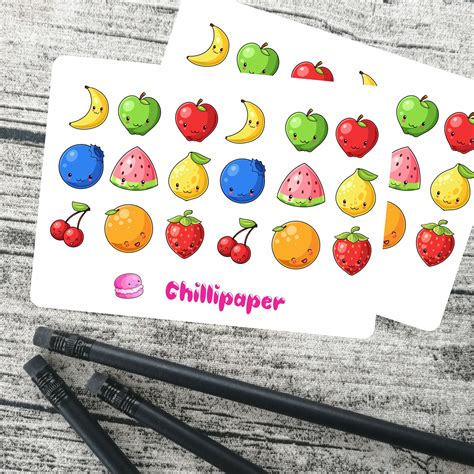 Kawaii fruit stickers Cute fruit Stickers Kawaii stickers | Etsy