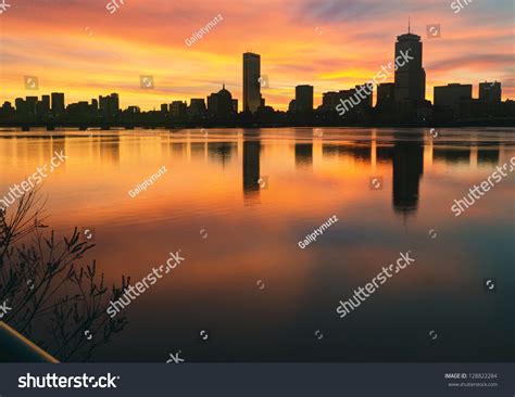 Boston Skyline Winter Sunrise Stock Photo (Edit Now) 128822284