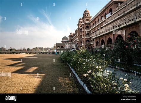 New campus of university of Peshawar, Pakistan. Build in historic architectural style. Shadow of ...