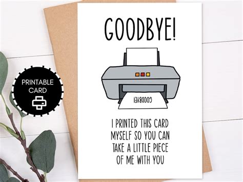 Goodbye Card Printable, Funny Goodbye Farewell Gift, 5x7 Card With Printable Envelope, Digital ...