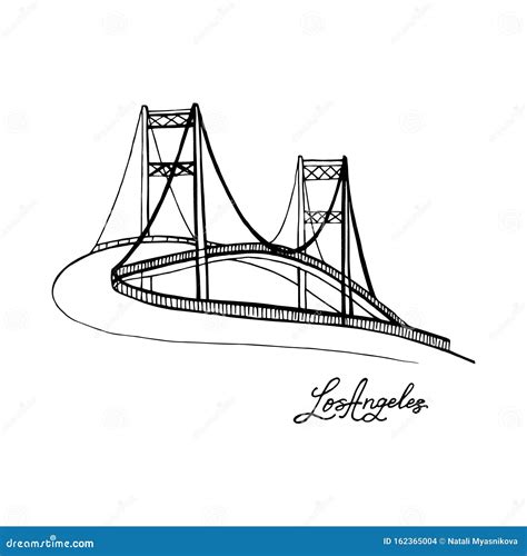 Vincent Thomas Bridge - Vector Illustration. Los Angeles, America Stock ...