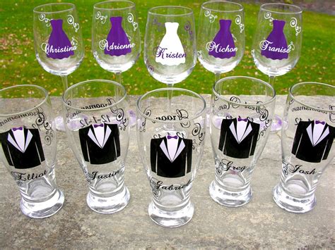 Wedding party glasses wine glasses and beer by WaterfallDesigns