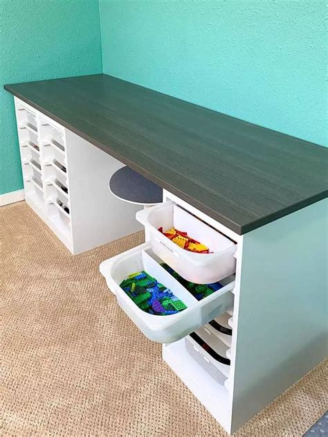 DIY Lego Desk with IKEA Trofast Bin Storage | Lego desk, Lego table diy, Lego bedroom