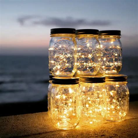 Solar powered Mason Jar Lights (Mason Jar & Handle Included),10 Bulbs ...