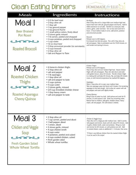 Clean Eating Meal Plan {100% Free - Includes Breakfast, Lunch, Dinner & Snacks!} ⋆ Homemade for Elle