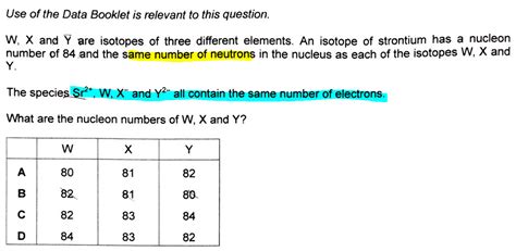 Compare Nucleon, Proton and Neutron Numbers - 2019 P1 Q1