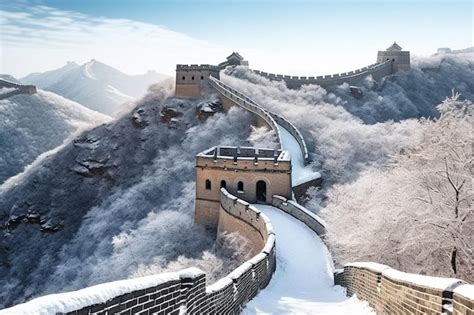 Premium AI Image | The great wall of china covered in snow