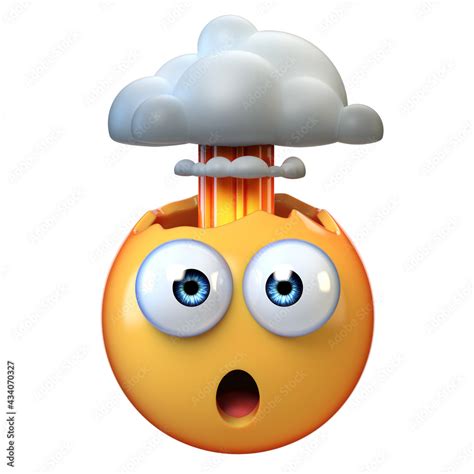 Mind blown emoji, exploding head emoticon on white background, 3d ...