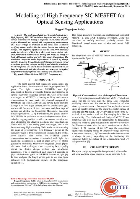 (PDF) Modelling of High Frequency SIC MESFET for Optical Sensing Applications | Boggadi ...