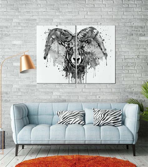 Bighorn Sheep, Watercolor Painting, Black and White, Instant Download ...