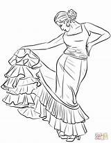 Spanish Dancer  Super Coloring Dancing Drawings Ballerina Art sketch template