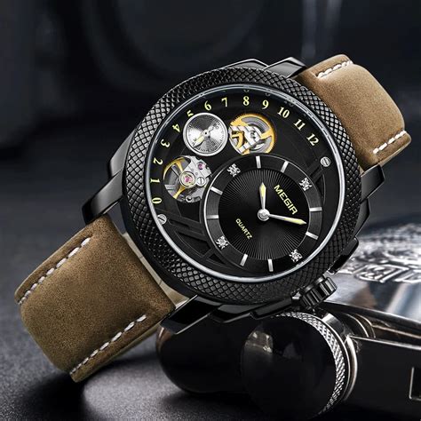 MEGIR Fashion Men Watch Top Brand Luxury Sport Quartz Wristwatches Leather Strap Army Military ...