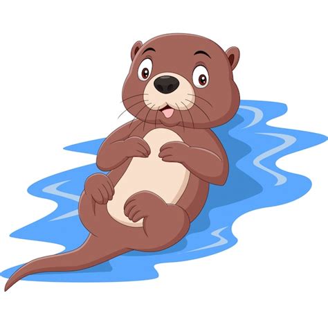 Premium Vector | Cartoon funny otter floating on water