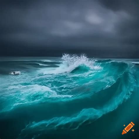 Dark stormy ocean with a small whirlpool on Craiyon