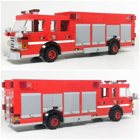 Lego MOC: 6-stud wide heavy rescue fire truck : r/lego