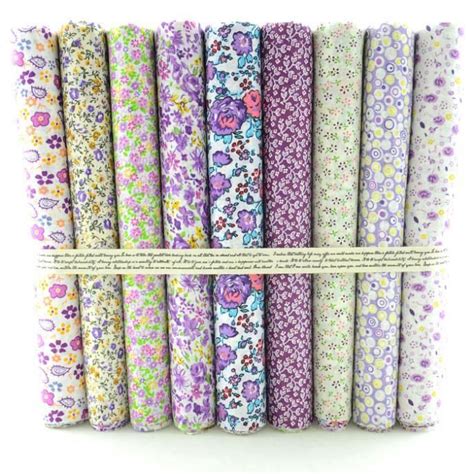 9-Piece Purple Floral Cotton Fabric (19.6" x 19.6" / 50cm x 50cm) | Sewing fabric, Sewing ...